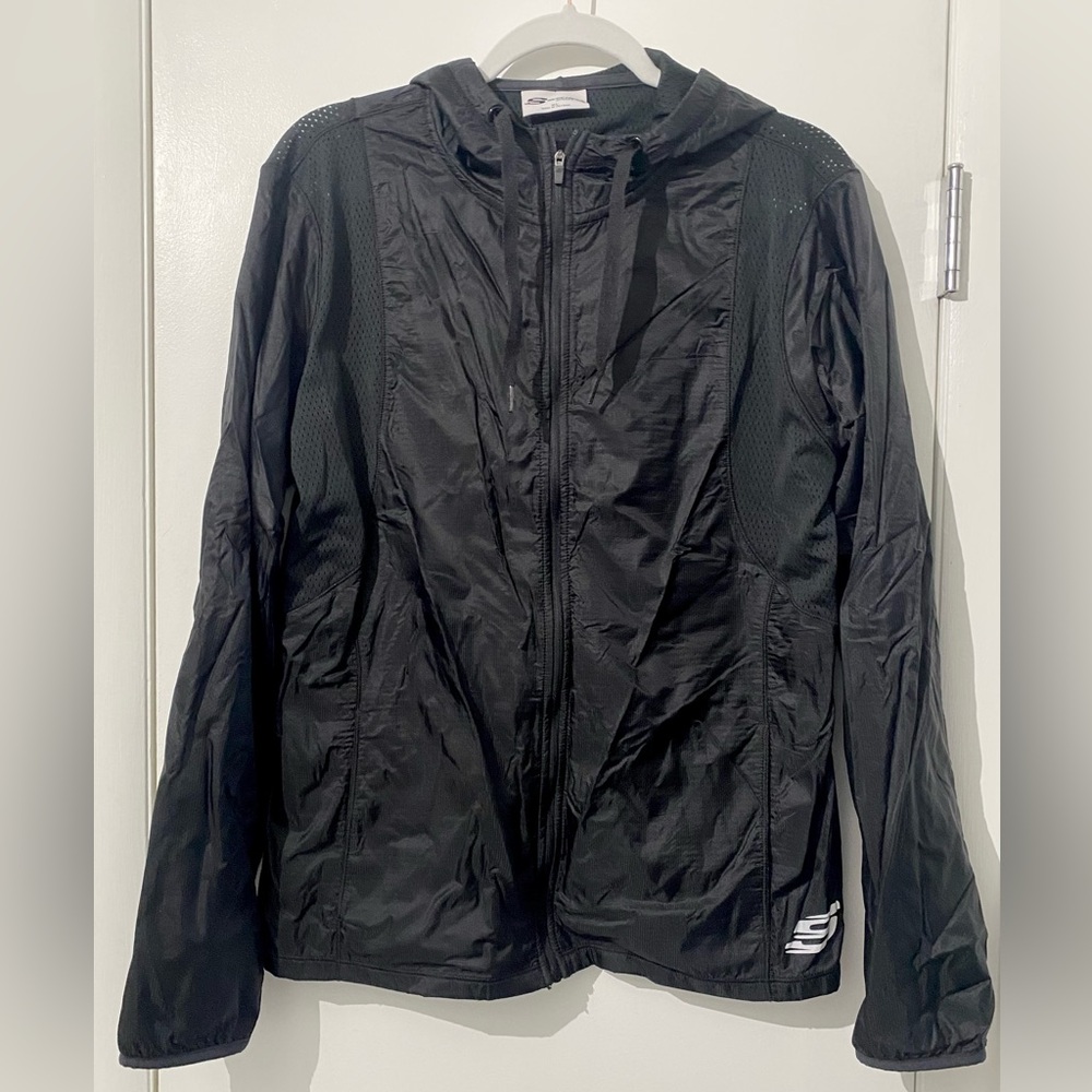 Sketchers Sport Black Lightweight Zip Up Jacket With Hood Size Extra Large